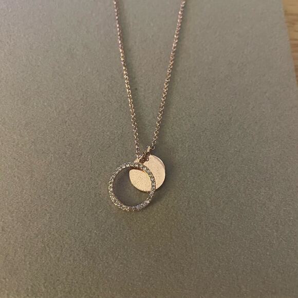 Unbranded Jewelry - Rose Gold Tone Dainty Rhinestone Circle Pendant Necklace